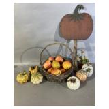 Pumpkins & Basket of Apples