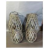 Four Woven Bamboo Lanterns