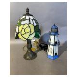 Stained Glass Table Lamp and Lighthouse Light