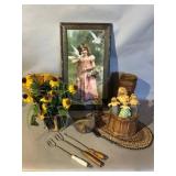 Decor Lot with Framed Print, Tools, and Decor