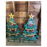 (2) Lighted, Metal Trees