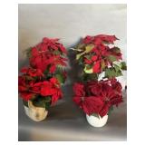 (4) Potted Silk Poinsettia Plants