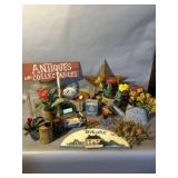 Decor Lot With Vintage Tins and Sign