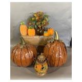 Autumn Decor Lot with Pumpkins and Lantern