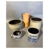 Five Piece Stoneware and Ceramic Crock Set