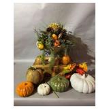 Fall-Themed Table Centerpiece With Gourds