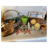 Woven Baskets, Green Pot, and Stars