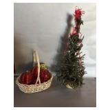 Basket of Large Christmas Balls & Christmas Tree