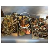 Basket & 2 Boxes of Fall Decorations