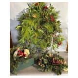 Holiday Decor Lot with Wreath and Figurines