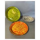 Three Splatter Enamelware Plates/Bowl
