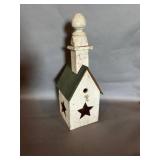 Wooden Birdhouse with Finial and Star Accents
