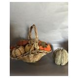 Large Basket of Decorative Pumpkins