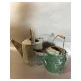 Two Metal Watering Cans with Handles