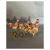Metal Roosters & Glasses