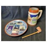 Gettysburg Souvenir Lot: Stein, Plate, Pipe