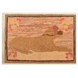 Antique Hooked Rug Depicting A Resting Dog