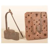 Early Iron Betty Lamp & Wall Holder