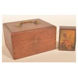 Small Antique Walnut Document Box & Folk Art Box