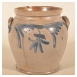 PA Freehand-Decorated Wide Mouth Stoneware Crock