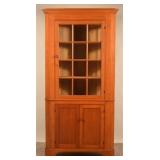 12-Pane Cherry Pennsylvania Corner Cupboard