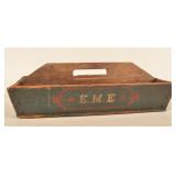 Patriotic Paint-Decorated Antique Wood Tote