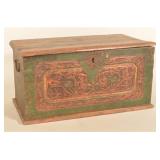 18th C. Carved & Painted Dovetailed Document Box