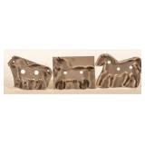 Trio of Large Antique Tin Horse Cookie Cutters