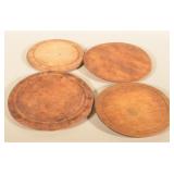 Four Round Wood Bread Boards