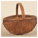 Pennsylvania Splint Oak Basket w/ Carved Handle