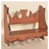 Folky Tulip Carved & Paint-Decorated Hanging Shelf
