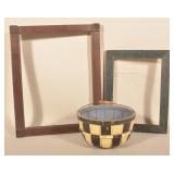 Great Blue Paint-Decorated Frame & Painted Basket