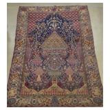Antique Kashan Wool Hand-Knotted Throw Rug
