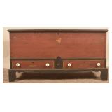 1889 Painted & Stenciled Soap Hollow Blanket Chest