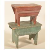 Two Painted Antique Pennsylvania Stools