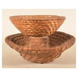 Two Antique Pennsylvania Rye Straw Baskets