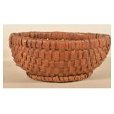 Unusual Small Pedestal Base Splint Oak PA Basket