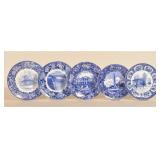 Group Blue & White Transferware Historic Plates