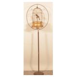 French Automaton Brass Windup Singing Bird Cage