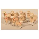 Collection of Antique Putz German Stick Sheep