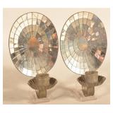 Pair of Mirrored-Back Tin Sconces