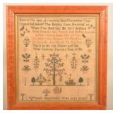 Great 1837 Signed Adam & Eve Tree of Life Sampler