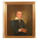 Antique Pennsylvania O/C Young Man w/ Book