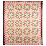 Vintage Floral Wreath Hand-Stitched Quilt
