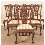 Six Chippendale Arm and Side Chairs