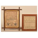 Two Small 19th C. Antique Needlework Samplers