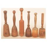 Collection of Carved Antique Wood Food Mashers