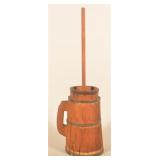 Antique Wood Butter Churn w/ Carved Handle