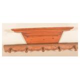 Antique Carved Peg Rail & Wood Clock Shelf