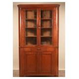 8-Pane 19th C. West Virginia Corner Cupboard